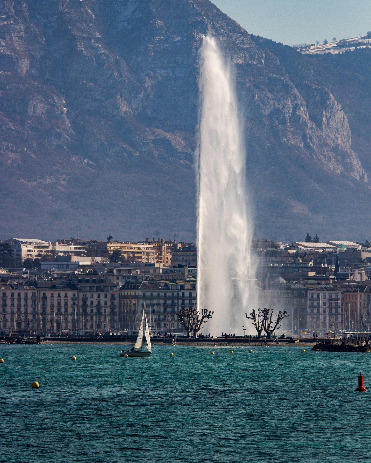 Jet d'eau sur le lac Léman, à Genève